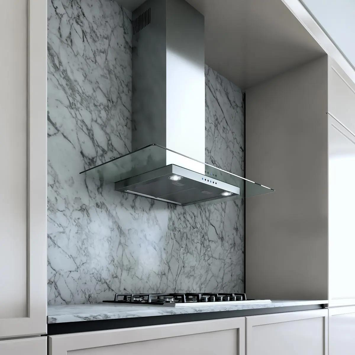 XO APPLIANCE XOQ30GC 30" CCC 600/395 CFM Wall Chimney Hood Stainless/Glass in Stainless Steel - XOQ30GC