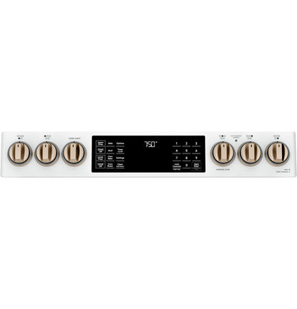 CAFE  30" Smart Slide-In, Front-Control, Radiant and Convection Double-Oven Range White - CES750P4MW2