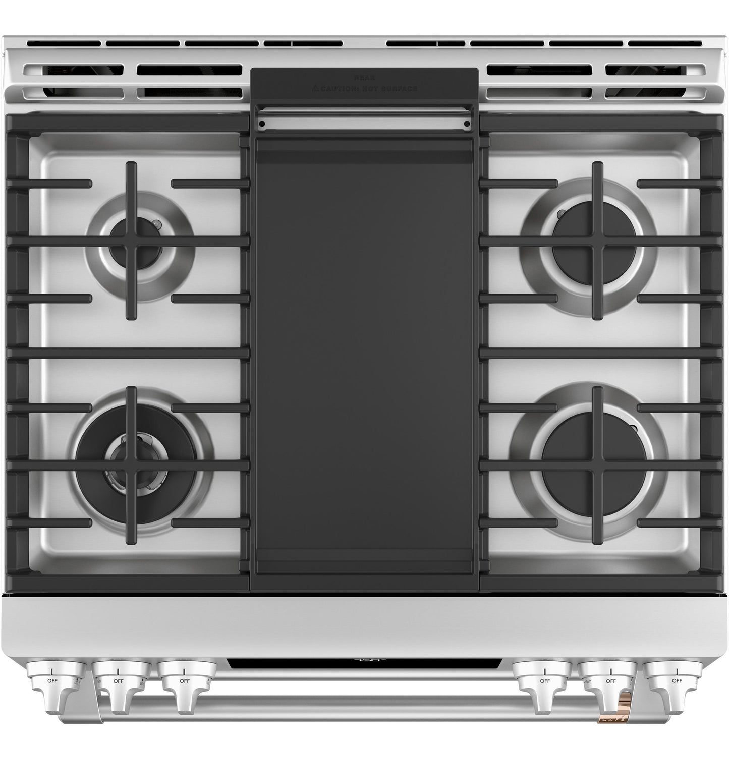 CAFE  30" Smart Slide-In, Front-Control, Gas Double-Oven Range with Convection in Stainless Steel - CGS750P2MS1