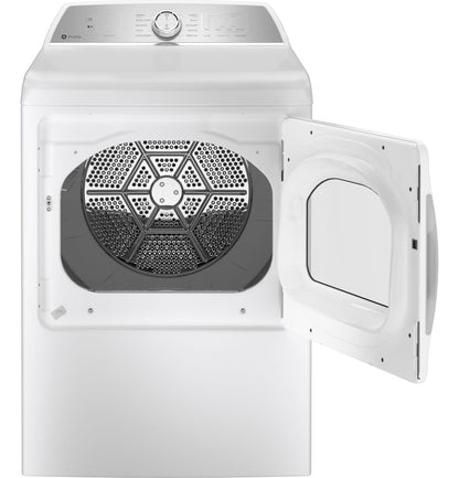 GE APPLIANCES PTD60EBSRWS GE Profile™ ENERGY STAR® 7.4 cu. ft. Capacity aluminized alloy drum Electric Dryer with Sanitize Cycle and Sensor Dry White On Gray