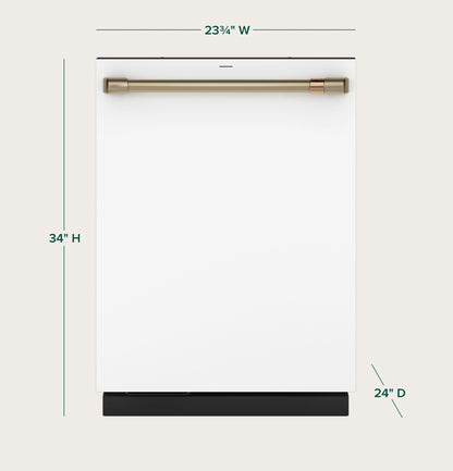 CAFE CustomFit ENERGY STAR Stainless Interior Smart Dishwasher with Ultra Wash Top Rack and Dual Convection Ultra Dry, LED Lights, 39 dBA White - CDT888P4VW2