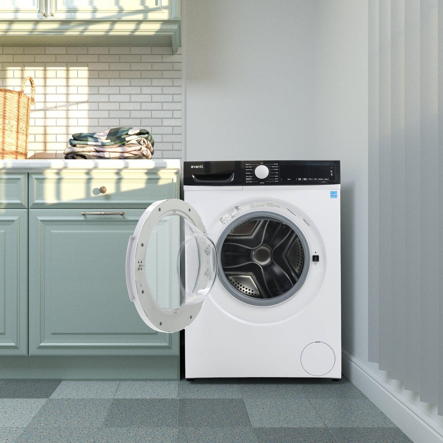 Avanti 24 Inch Front Load Washer with 2.2 cu. ft. Capacity, 15 Wash Cycles, 5 Water Temperature Settings, Energy Star Certified in White - FLW22V0W