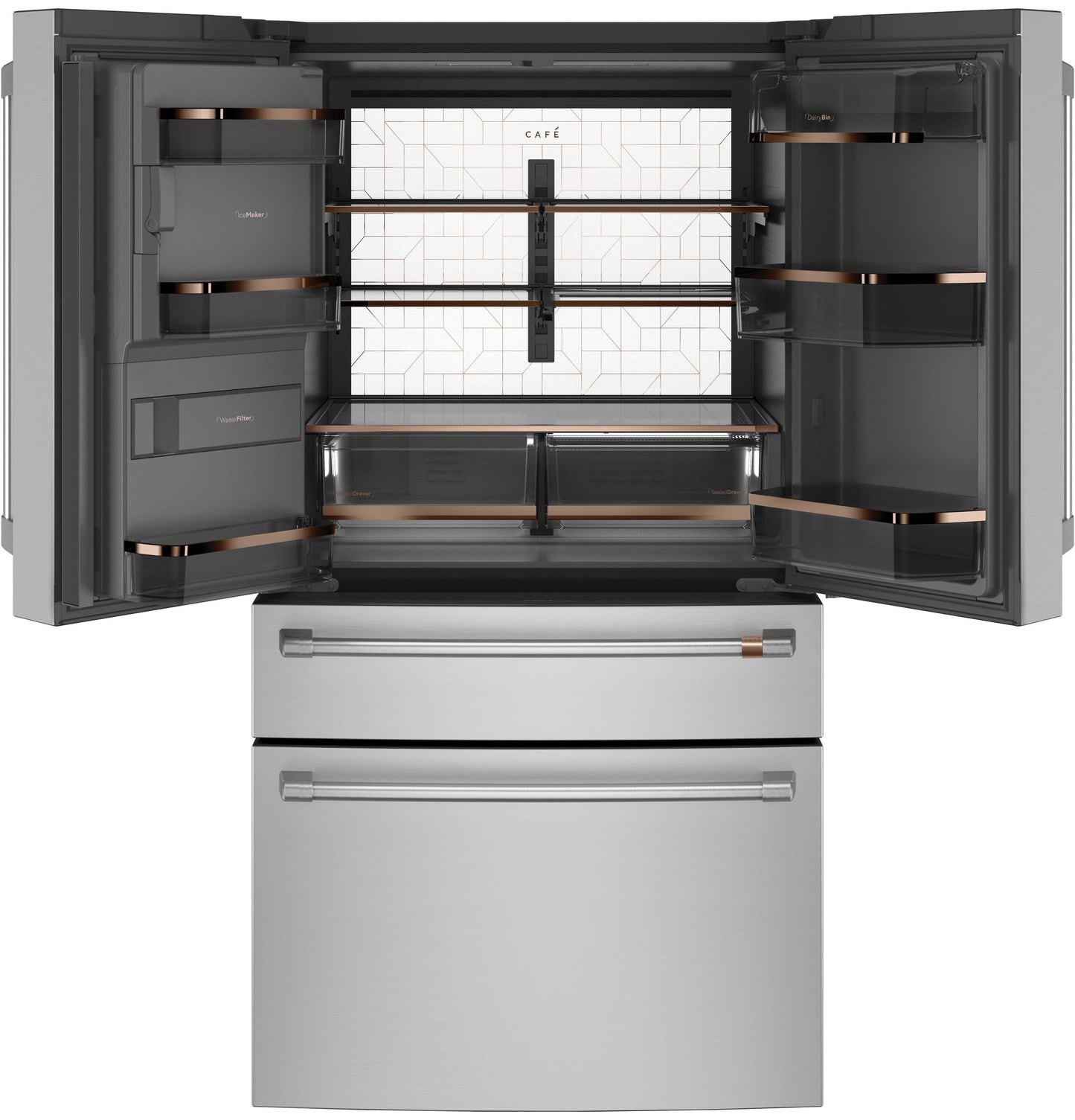 CAFE ENERGY STAR 22.3 Cu. Ft. Smart Counter-Depth 4-Door French-Door Refrigerator in Stainless Steel - CXE22DP2PS1