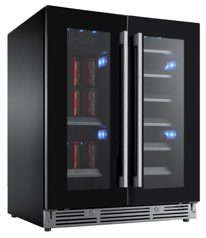 XO APPLIANCE XOU30BWDDGB 30" Beverage/Wine Double Door Black Glass Finish - XOU30BWDDGB