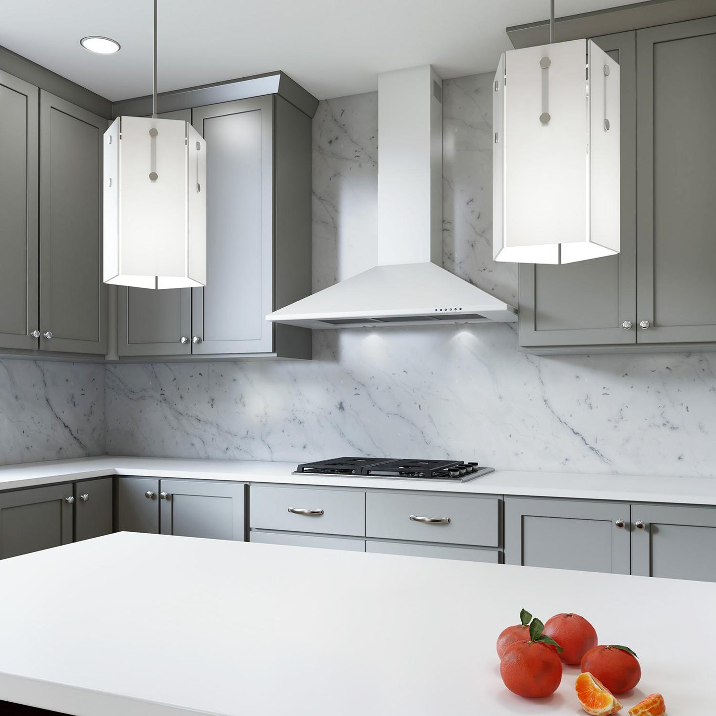 XO APPLIANCE XOB30WC 30" CCC 600/395 CFM Italian Made Wall Mount Chimney Range Hood White - XOB30WC