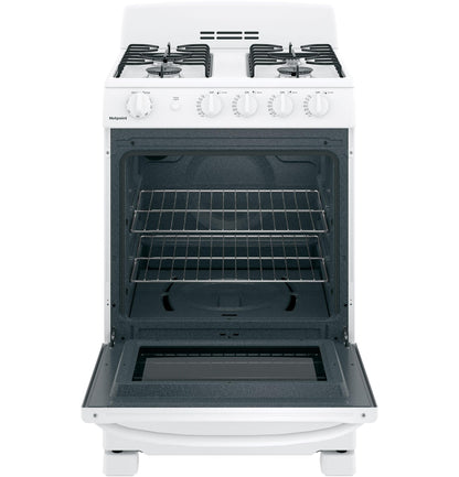 HOTPOINT Hotpoint 24" Front-Control Free-Standing Gas Range with Large Window White - RGAS300DMWW