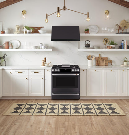 CAFE  30" Smart Slide-In, Front-Control, Gas Range with Convection Oven Black - CGS700P3MD1
