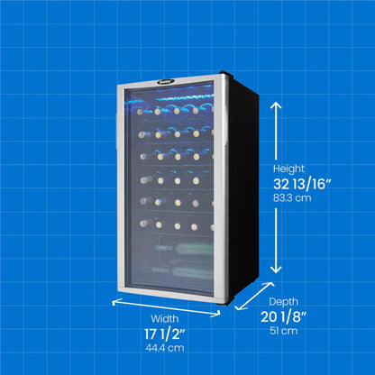 DANBY Danby 36 Bottle Free-Standing Wine Cooler in Platinum in Stainless Steel Look - DWC350BLP
