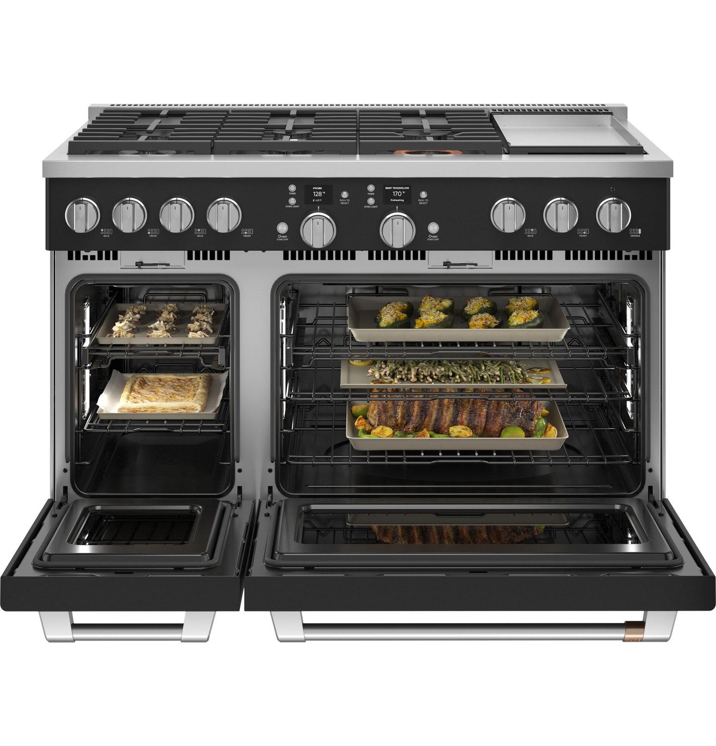CAFE  48" Smart Dual-Fuel Commercial-Style Range with 6 Burners and Griddle (Natural Gas) Black - C2Y486P3TD1