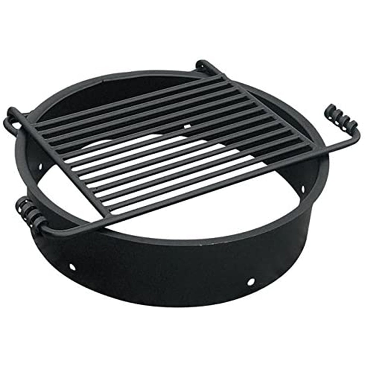 Pilot Rock 6 Pack 24” Steel Ground Fire Pit Rings & Metal Cooking Grates, Black - 415887
