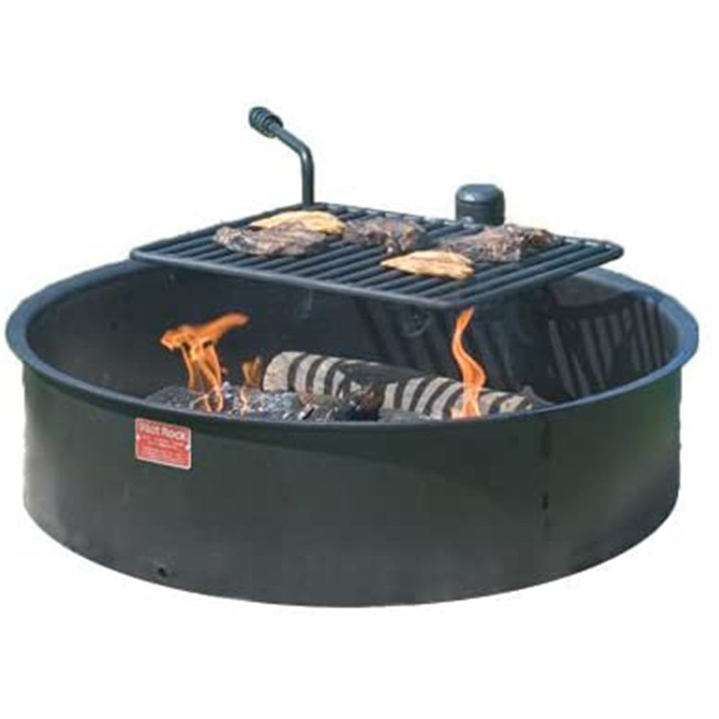 Pilot Rock 6 Pack 30.5 Inch Steel Ground Fire Pit Ring and Metal Cooking Grate - 415884