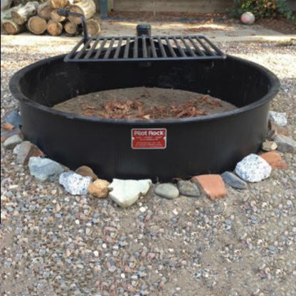 Pilot Rock 2 Pack 30.5 Inch Steel Ground Fire Pit Ring and Metal Cooking Grate - 415874