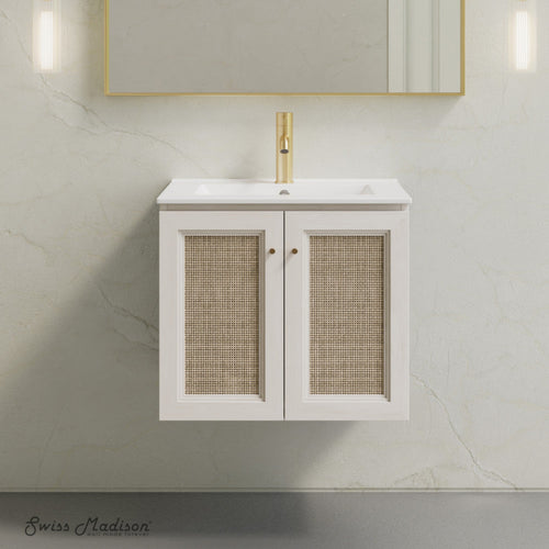 Swiss Madison Classe 24" Wall-Mounted Bathroom Vanity in White Oak with Single Faucet Hole Vanity Top - SM-BV2807WO