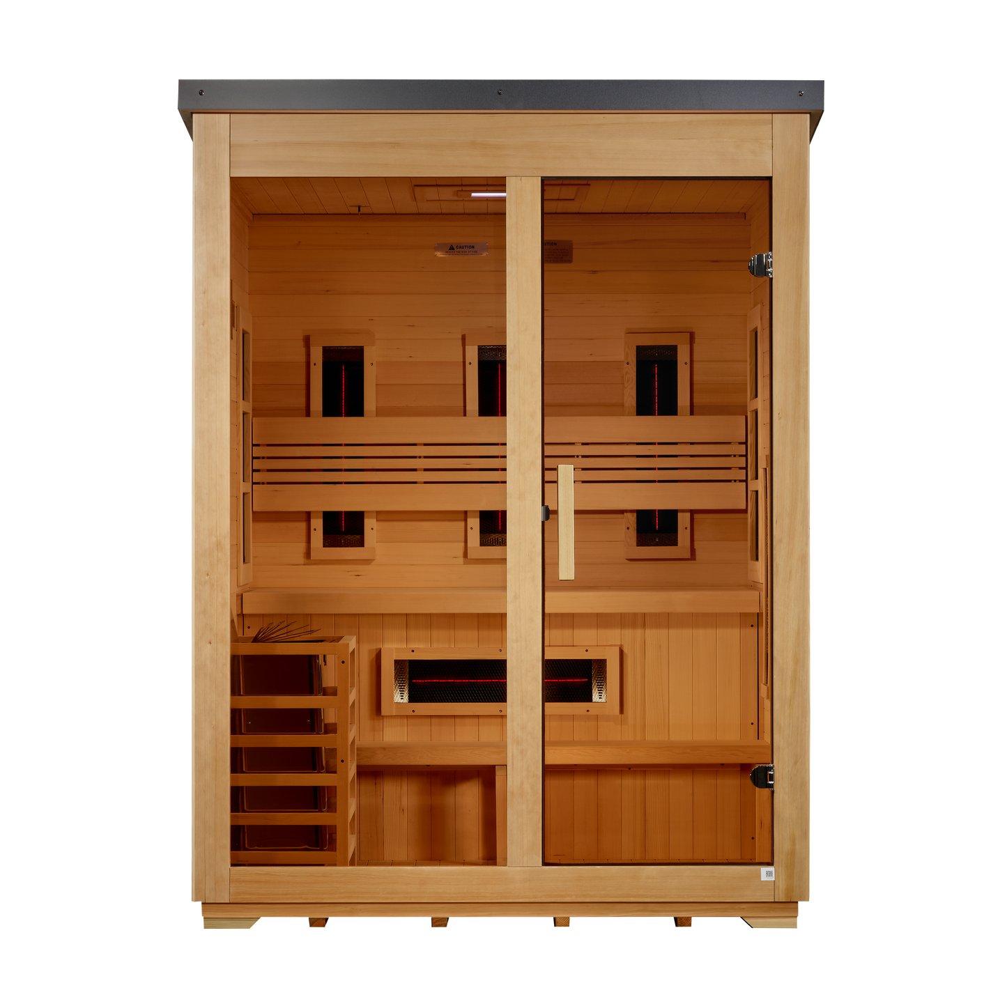 Golden Designs "Carinthia" 3 Person Hybrid (PureTech Full Spectrum IR or Traditional Stove) Flat Roof Outdoor Sauna - GDI-8023-01
