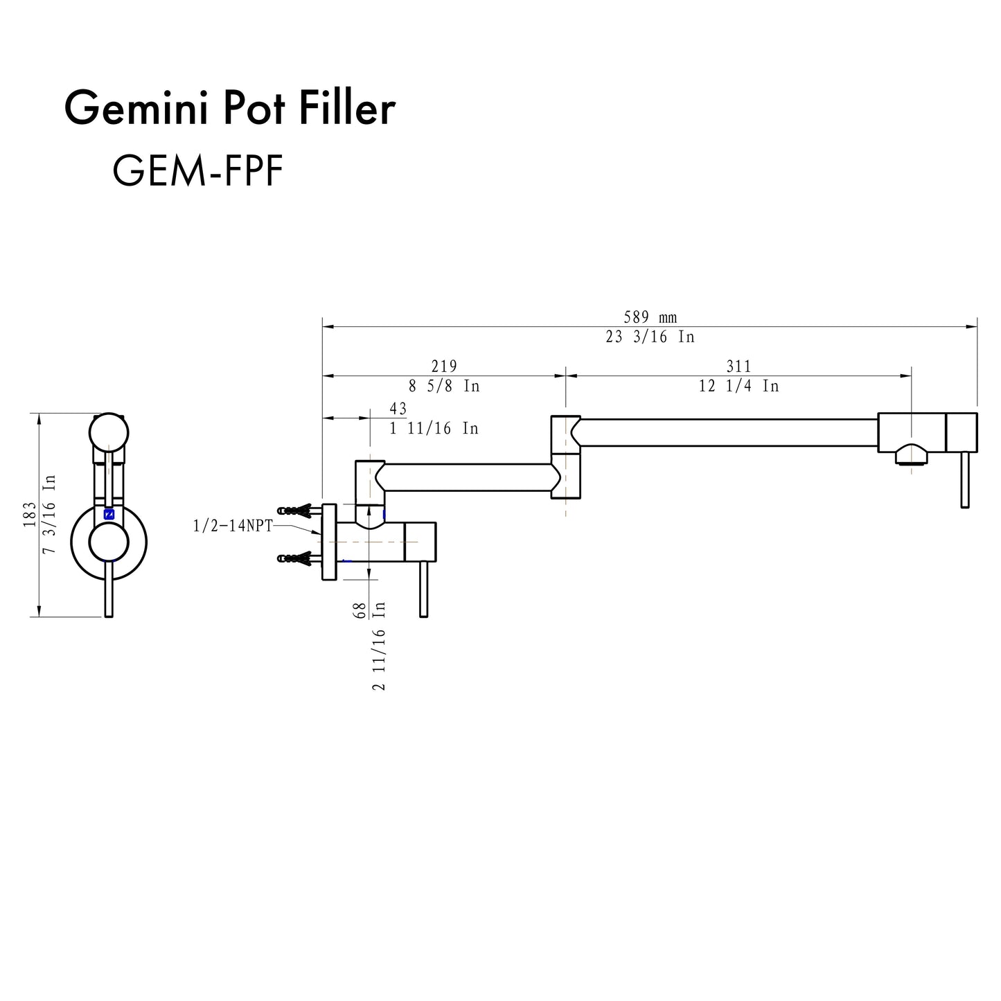 ZLINE Gemini Pot Filler in Champagne Bronze,  - GEM-FPF-CB