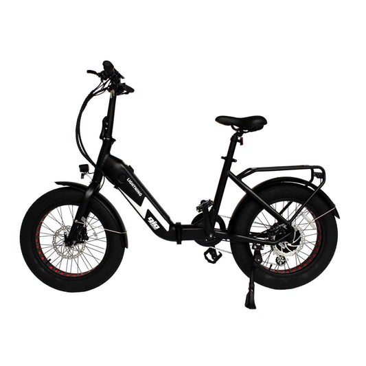 Gio  2026 LIGHTNING 500W 48V 8 Speed Folding Fat Tire Electric Bike, Rear Rack