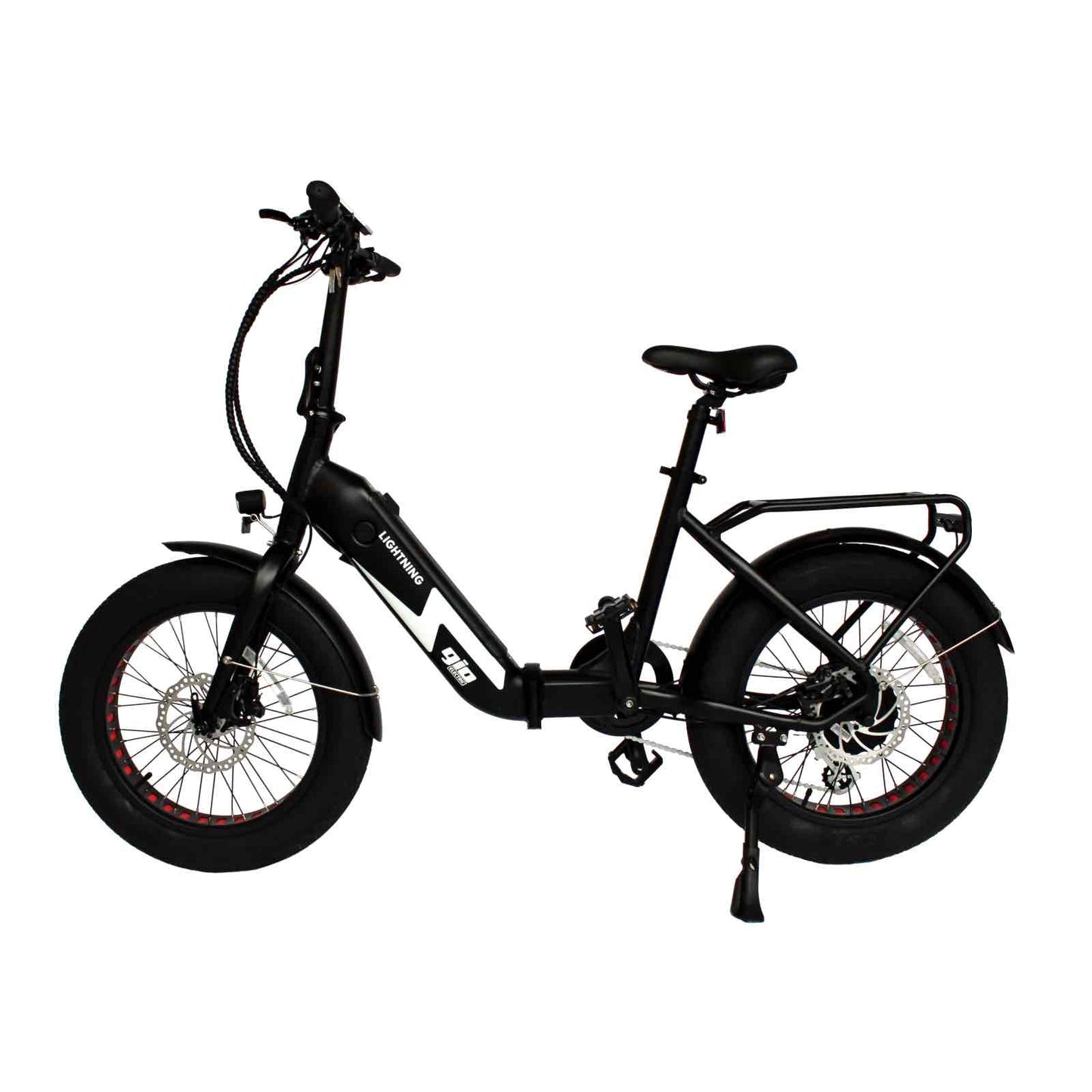 Gio  2026 LIGHTNING 500W 48V 8 Speed Folding Fat Tire Electric Bike, Rear Rack