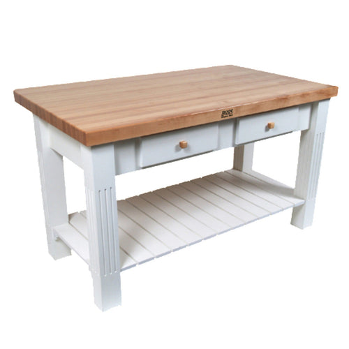 John Boos GRZ6036 Grazzi Work Table / Kitchen Island with Drop Leaf 28" W x 60" L - JBGRZ6036