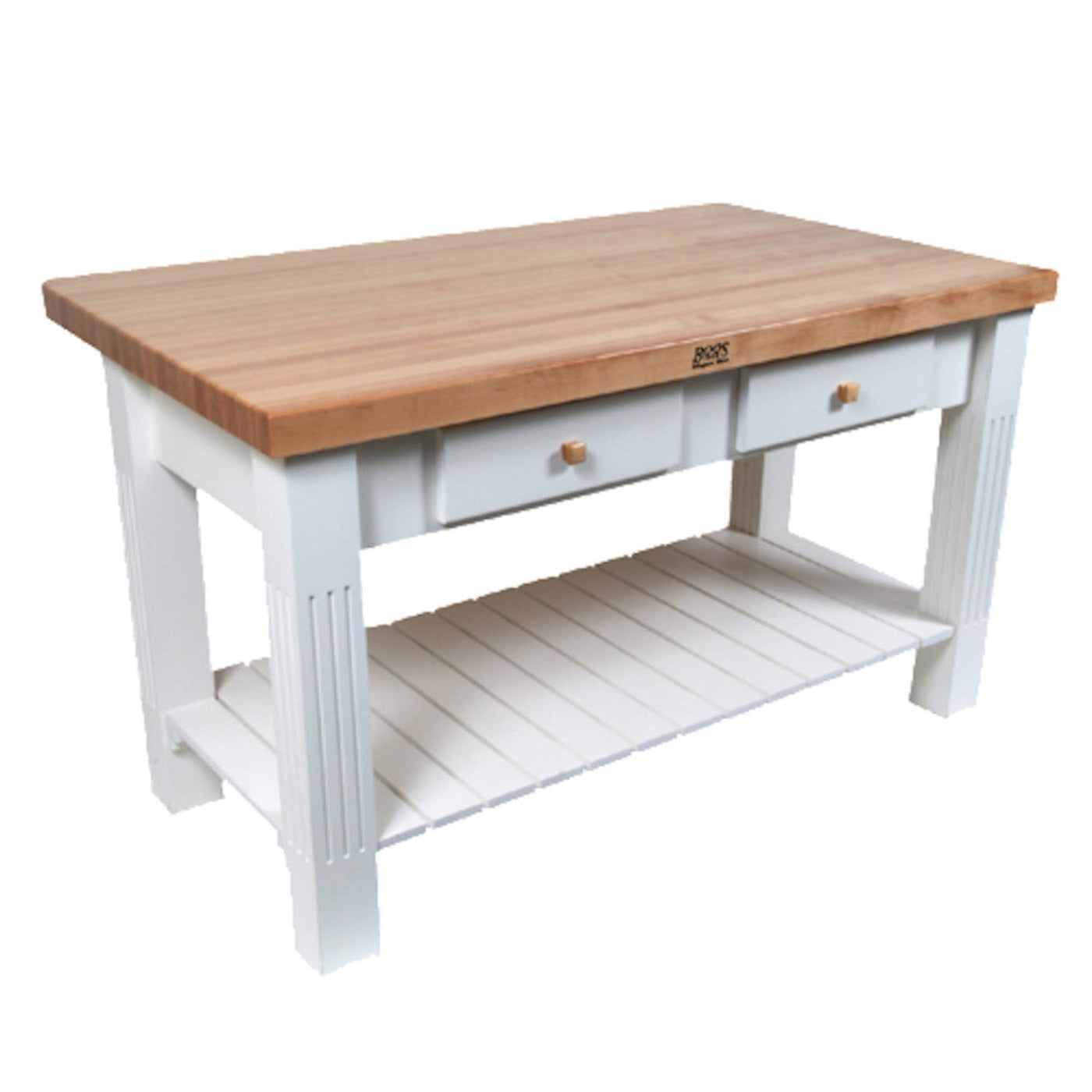 John Boos GRZ6036 Grazzi Work Table / Kitchen Island with Drop Leaf 28" W x 60" L - JBGRZ6036