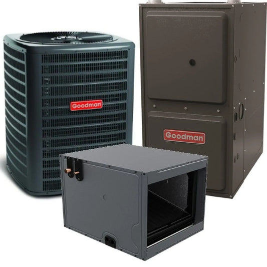 Goodman - 1.5 Ton/60,000 BTU 96% AFUE Gas Furnace and Air Conditioner System - Horizontal - 13.4 SEER2 - R32 - GLXS3BN1810 / CHPTA2426B3 / GCVC960603BN
