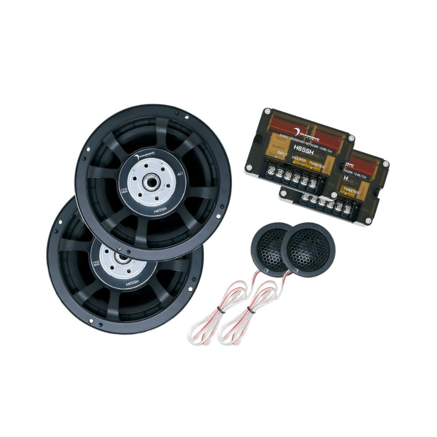 Diamond Audio 6.5 “ HEX Series 2-Way Shallow Component Set w/Silk Dome Tweeter - H65SH