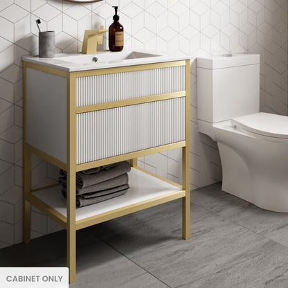 Swiss Madison Cache 24 Freestanding, Bathroom Vanity in White and Gold Cabinet Only - SM-BV901WG-C