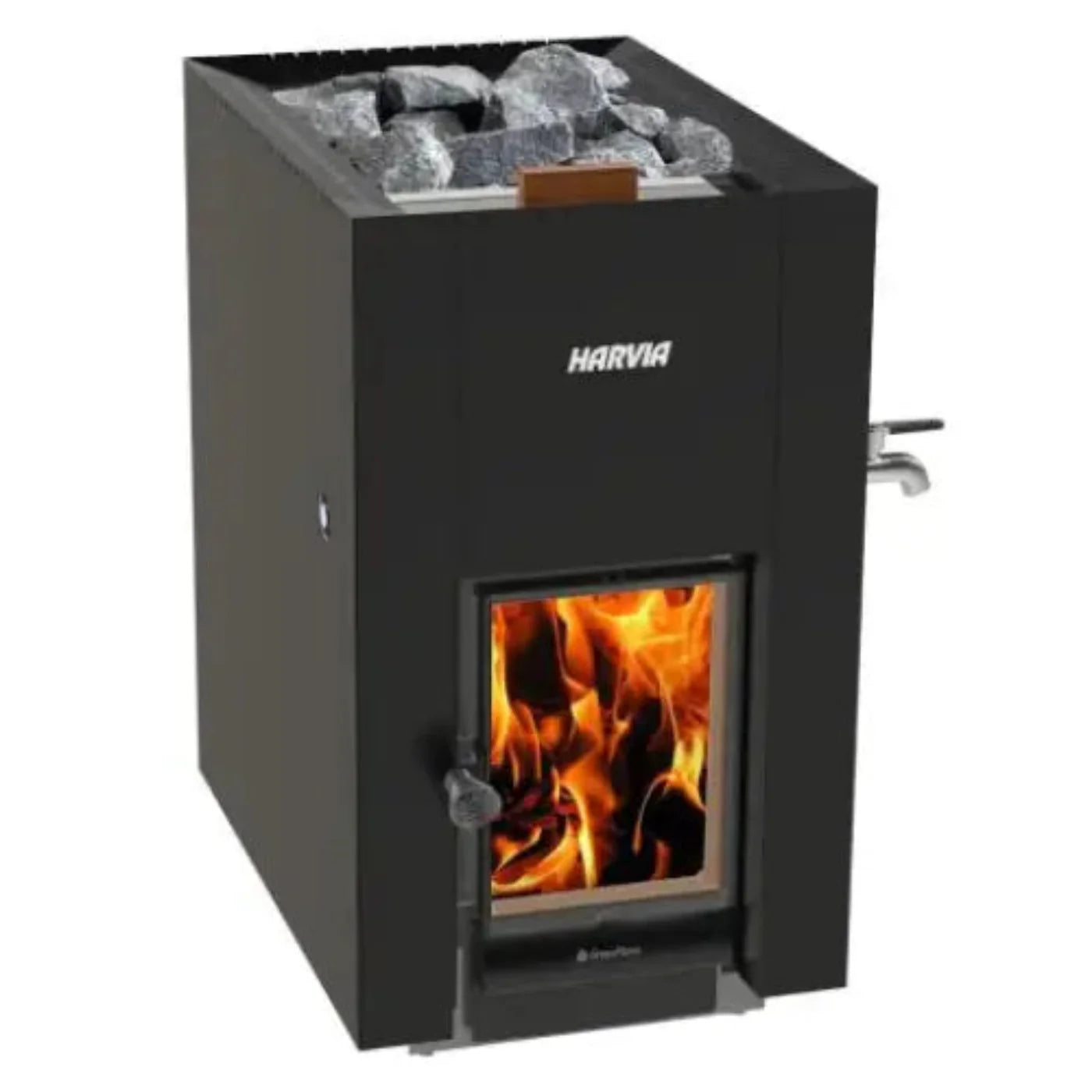 GREE Harvia GreenFlame Series Linear 22 GreenFlame ES Wood Sauna Stove - WKLI22GESM