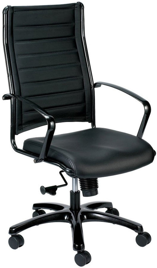 EuroTech Europa Metallic Leather High-Back Chair  - EUR-LE111TNM-BLKL