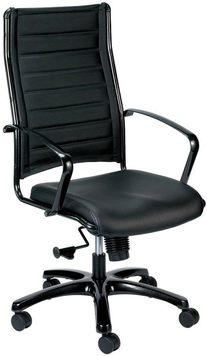 EuroTech Europa Metallic Leather High-Back Chair  - EUR-LE111TNM-BLKL