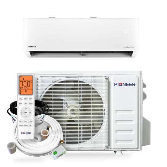 Pioneer Quantum Hyperformance 9,000 BTU 25 SEER2 230V High-Wall Ductless Energy-Star Mini-Split Air Conditioner Inverter Hyper Heat Pump Full Set - WYT009GLSI25RH-10S