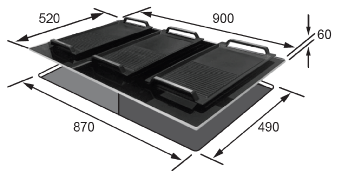 Kleenmaid 90cm Wide Built in Electric Induction BBQ - iNDUQ9032