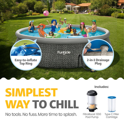 Summer Waves Funsicle 18' x 48" QuickSet Inflatable Ring Top Outdoor Above Ground Pool w/Pump - 308882