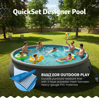 Summer Waves Funsicle 18' x 48" QuickSet Inflatable Ring Top Outdoor Above Ground Pool w/Pump - 308882