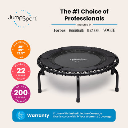 Disc-O-Bed JumpSport 370 Home Gym 39" Heavy Duty Fitness Trampoline with 4-In-1 DVD, Black - 168416