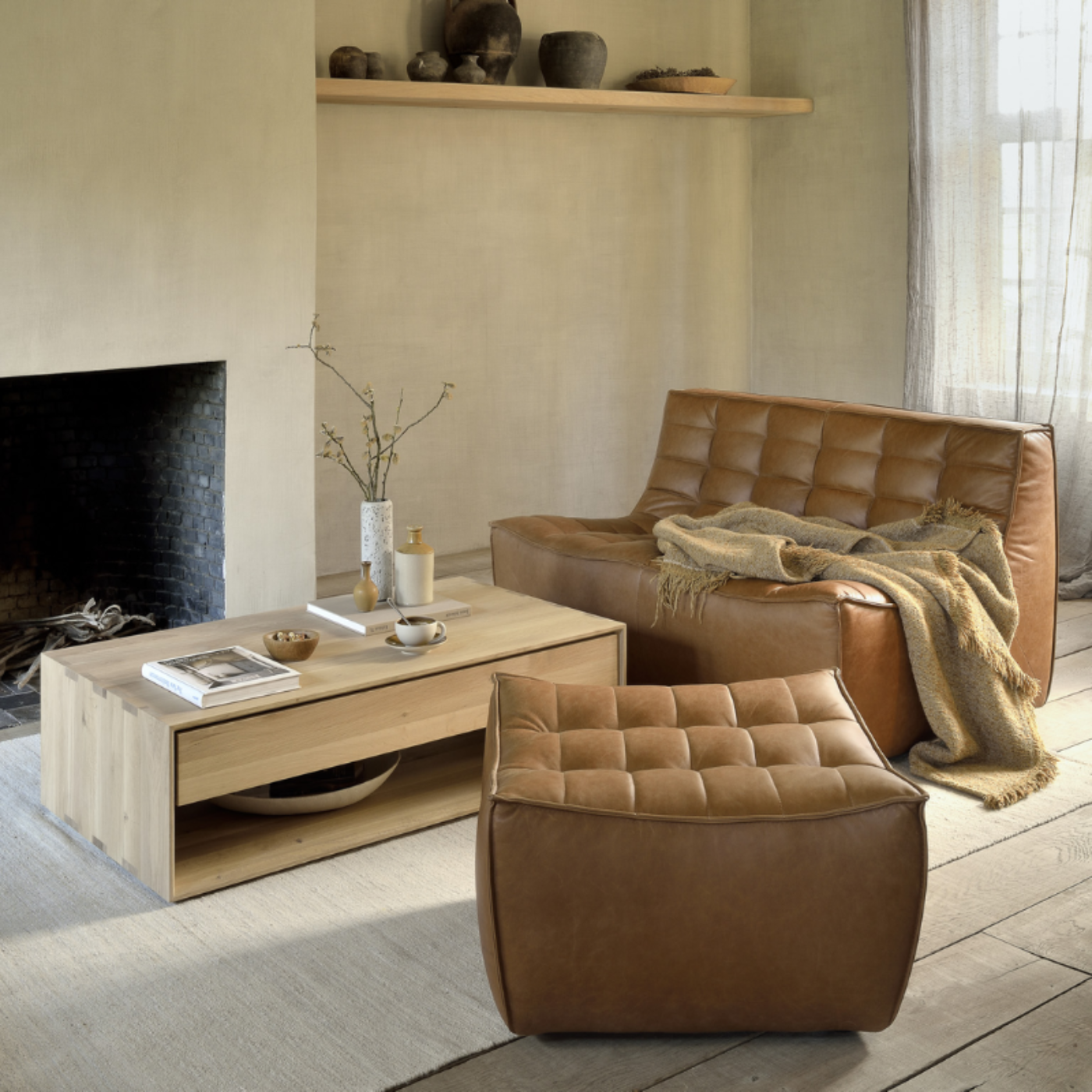 Ethnicraft EthnicraftN701 Leather Two Seater Sofa - ETH-20083