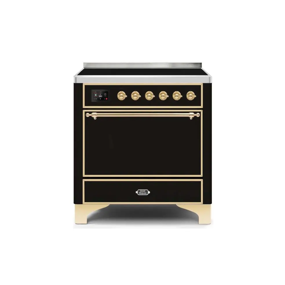 ILVE Majestic II 36 Inch Electric Freestanding Induction Range with Solid Door and Brass Trim