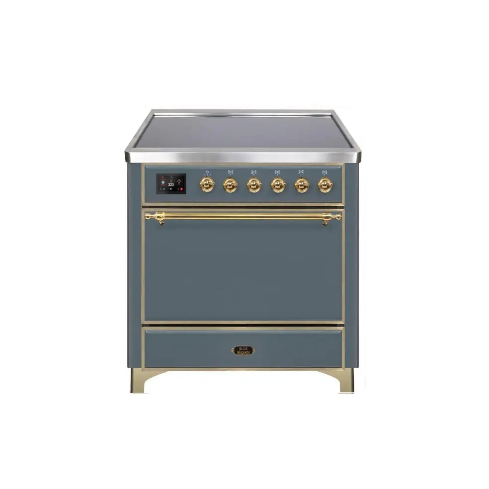 ILVE Majestic II 36 Inch Electric Freestanding Induction Range with Solid Door and Brass Trim