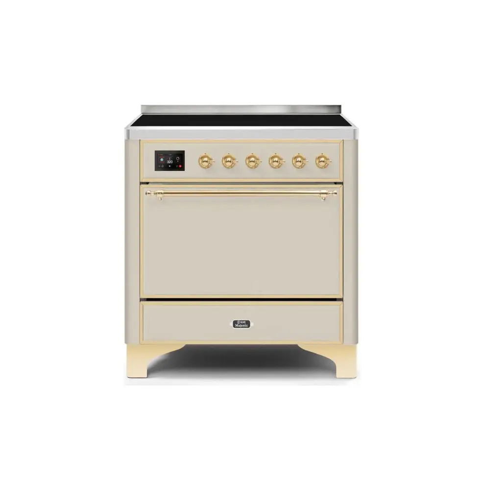 ILVE Majestic II 36 Inch Electric Freestanding Induction Range with Solid Door and Brass Trim