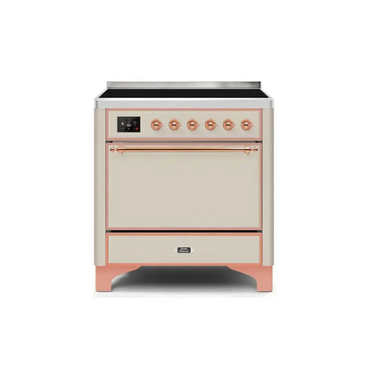 ILVE Majestic II 36 Inch Electric Freestanding Induction Range with Solid Door and Copper Trim