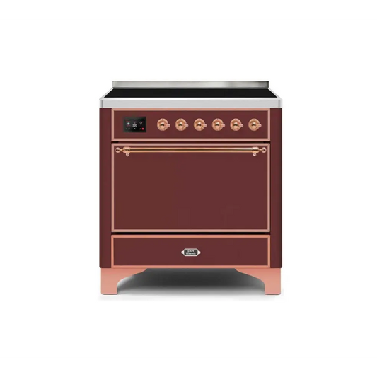 ILVE Majestic II 36 Inch Electric Freestanding Induction Range with Solid Door and Copper Trim