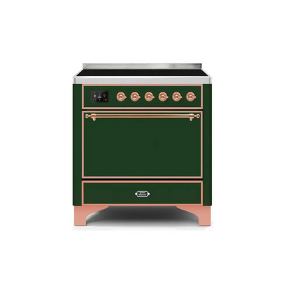 ILVE Majestic II 36 Inch Electric Freestanding Induction Range with Solid Door and Copper Trim