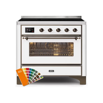 ILVE Majestic II 36 Inch Freestanding Electric Induction Range with Bronze Trim