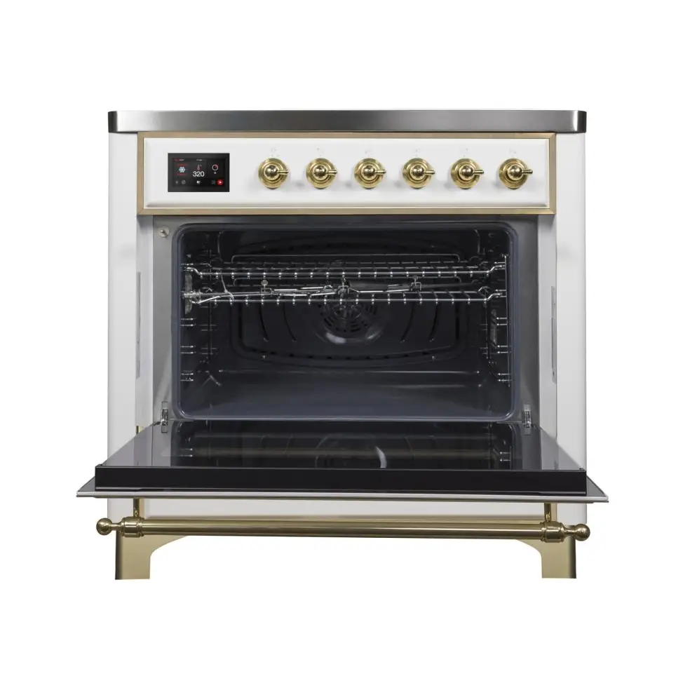 ILVE Majestic II 36 Inch Freestanding Electric Induction Range with Bronze Trim