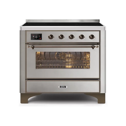 ILVE Majestic II 36 Inch Freestanding Electric Induction Range with Bronze Trim