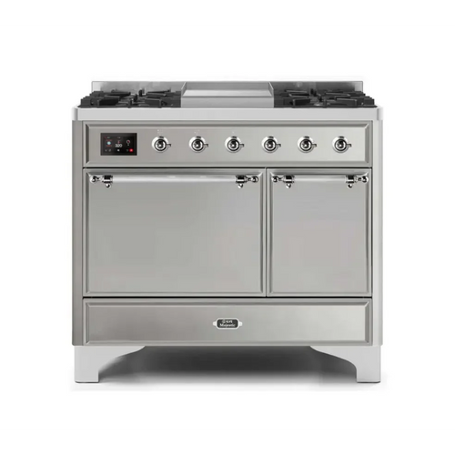 ILVE Majestic II 40 Inch Dual Fuel Liquid Propane Freestanding Range and Electric Oven with Chrome Trim