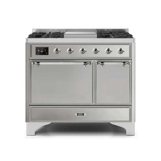 ILVE Majestic II 40 Inch Dual Fuel Liquid Propane Freestanding Range and Electric Oven with Chrome Trim