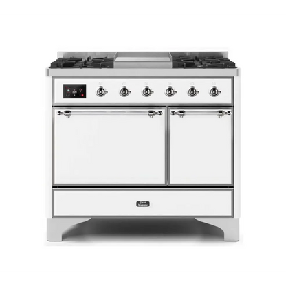 ILVE Majestic II 40 Inch Dual Fuel Liquid Propane Freestanding Range and Electric Oven with Chrome Trim