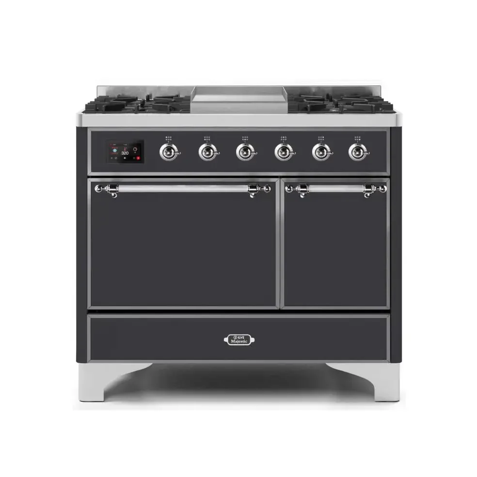 ILVE Majestic II 40 Inch Dual Fuel Liquid Propane Freestanding Range and Electric Oven with Chrome Trim