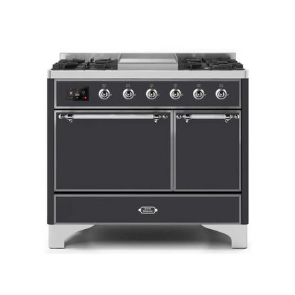 ILVE Majestic II 40 Inch Dual Fuel Liquid Propane Freestanding Range and Electric Oven with Chrome Trim