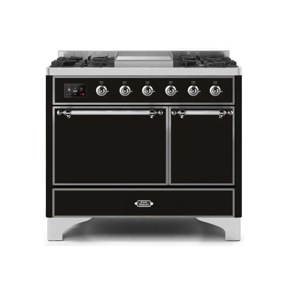 ILVE Majestic II 40 Inch Dual Fuel Liquid Propane Freestanding Range and Electric Oven with Chrome Trim